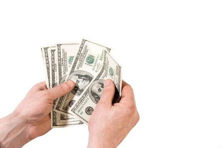 money dollars in the hands on white background