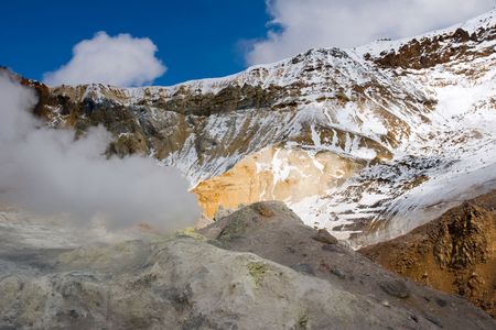 crater of the volcano Mutnovsky on Kamchatkaの写真素材