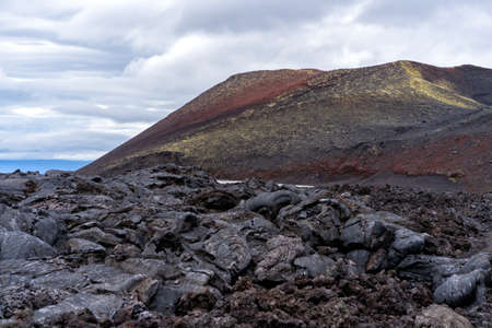 Tolbachinsky dol. The territory of the eruption 2012-2013 of the Plosky Tolbachik volcano. Solidified lava. Lava field. Russia. Kamchatka.の写真素材