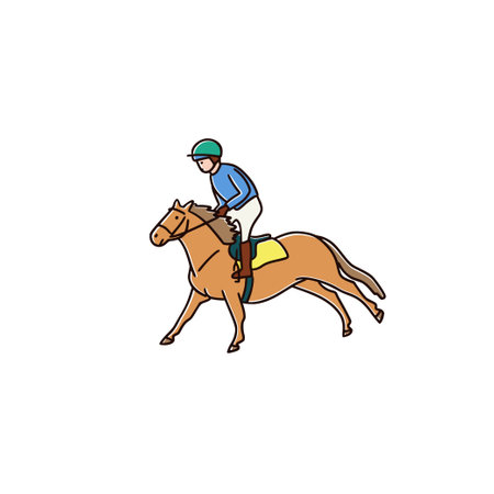 Horse racing - young equestrian is riding on a ponyのイラスト素材