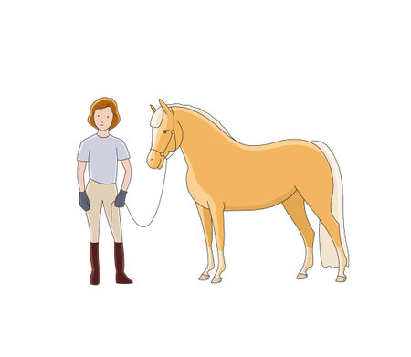 Girl and pony lovely cartoon characterのイラスト素材
