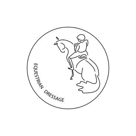 horse riding, line, round logo designのイラスト素材