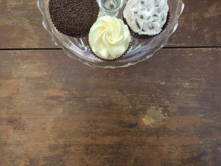 Cupcakes on Glass Cake Standの写真素材