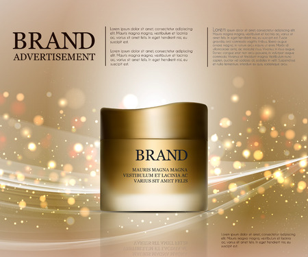 Cosmetic ads template, droplet bottle mockup isolated on dazzling background.のイラスト素材