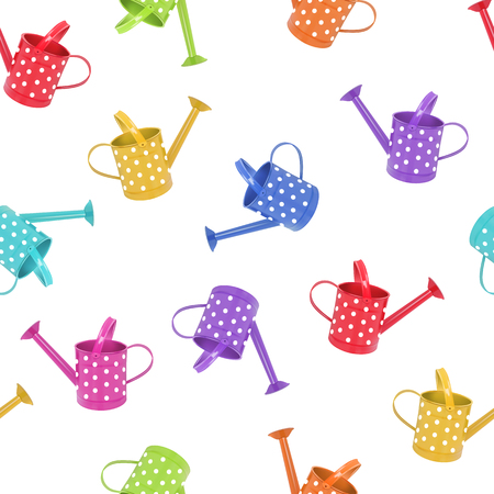 colorful watering cans pattern designのイラスト素材
