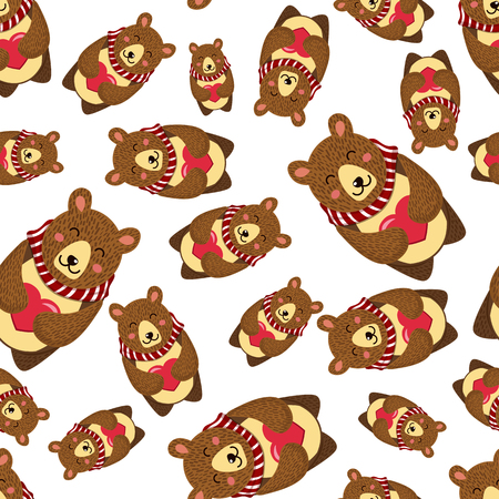 seamless pattern with teddy bear vector illustrationのイラスト素材