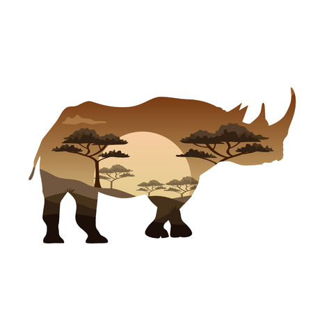 Vector poster on themes wild animals of Africa, safari, animals of the Savannah,のイラスト素材