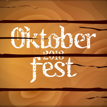 wooden background to oktoberfest festival. Vintage vector engraving illustration for invitation to party on beige background.のイラスト素材