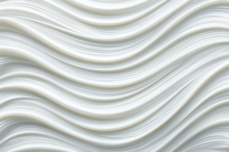Minimal abstract white cosmetic cream texture with silky flowing waves inspired by japanese anime aesthetics for skincare branding luxury backgroundの素材