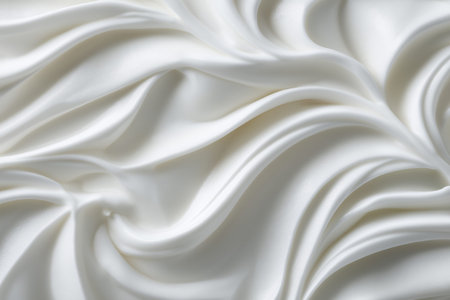 Minimal abstract white cosmetic cream texture with flowing sculpted waves inspired by Japanese anime aesthetics for skincare branding and luxury beauty backgroundの素材