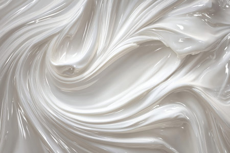 Minimal abstract white cosmetic cream texture with soft sculpted glossy waves creating a fluid luxury background for premium skincare branding inspired by japanese anime aestheticsの素材
