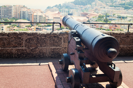 Cannon aiming at the sea. Monte Carlo old town of Monaco.の写真素材