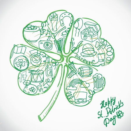 St. Patrick's greeting card. St. Patricks day with clover. Illustrationのイラスト素材