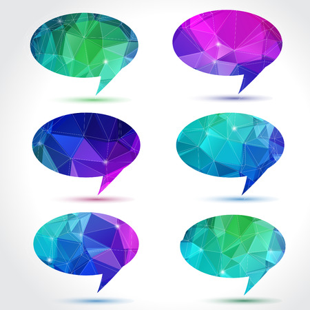 Set of abstract speech balloons or talk bubbles of crystal glass patternのイラスト素材