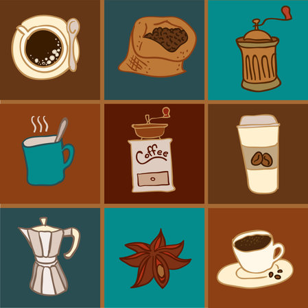 set of flat coffee iconのイラスト素材