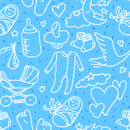 Newborn boy seamless patternのイラスト素材