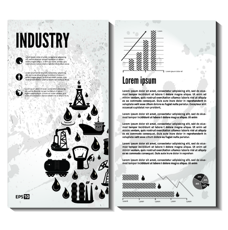 Set of gas fuel station car oil petrol auto service concept flat business banner for infographics design web elements vector illustrationのイラスト素材