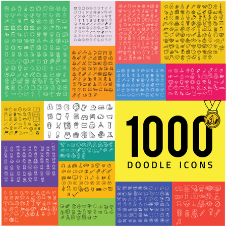 Set of 1000 doodle iconの写真素材