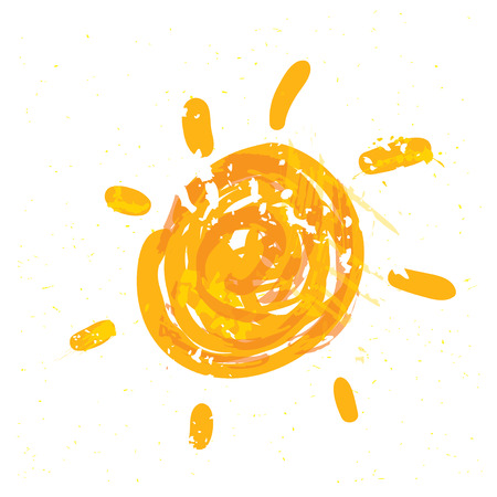 Watercolor sun, rays flat icon closeup silhouetteのイラスト素材