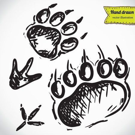 Animal footprints silhouettes vector illusrtration hand drawnのイラスト素材