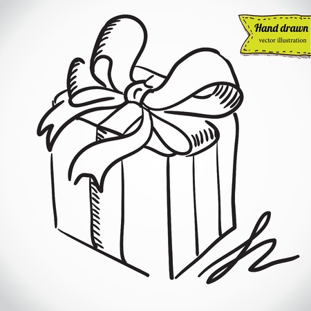 Vintage gift box with  bow vector illustrationのイラスト素材