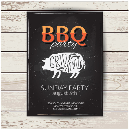 Barbecue party invitation. BBQ brochure menu design.のイラスト素材