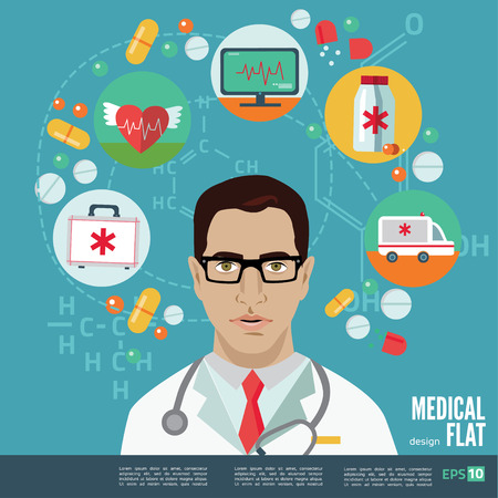 Medical flat banners set with laboratory pharmacy dentistry isolated vector illustrationのイラスト素材