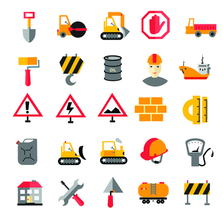 Collection of modern shadow flat icon. Traffic and transport sign.のイラスト素材