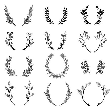 Wreath collection - vector silhouetteのイラスト素材