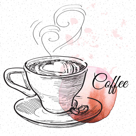 Coffe, vector hand drawingのイラスト素材