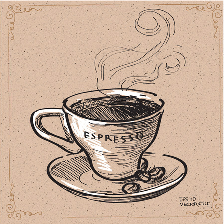 Cup of coffee. Hand drawn illustrationのイラスト素材