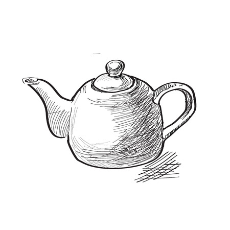 Illustration of the teapots, hand drawn vector clipartのイラスト素材