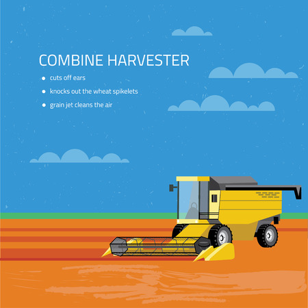 Illustration of Cargo and combine machine. Perfect for companies related to the eco eating, and to create infographicsのイラスト素材