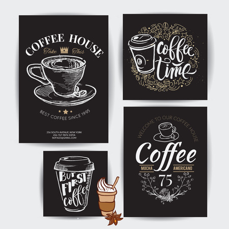 "Coffee time" Hipster Vintage Stylized Lettering. Vector Illustrationのイラスト素材