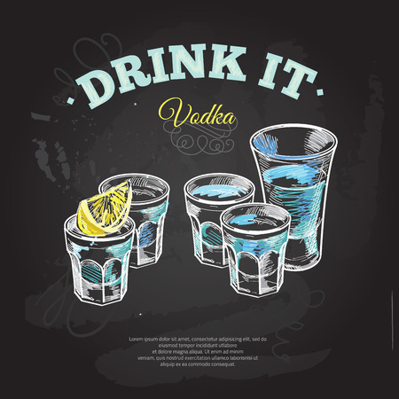 Set of gold tequila shot with lime fruitsのイラスト素材