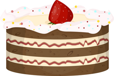 A delicious cake with whipped cream and strawberries.