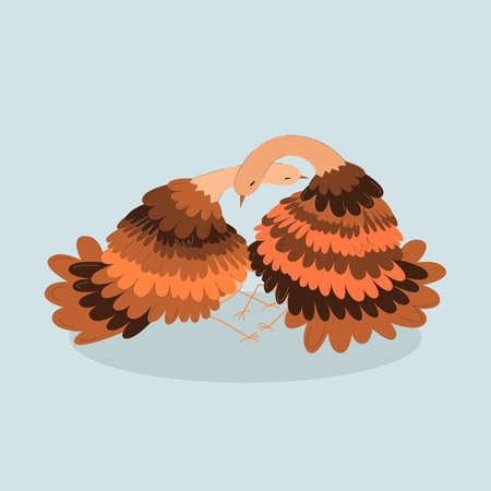 A couple of happy turkeys hug and caress.のイラスト素材