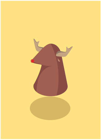 Isometric three-dimensional christmas deer with horns and red nose.のイラスト素材