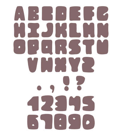Simple doodled cute english alphabet and numbersのイラスト素材