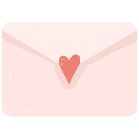 Love letter in cute envelope with heart shaped sticker.のイラスト素材