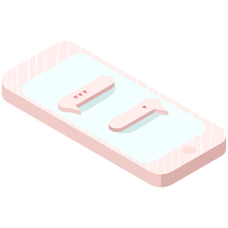 Cute isometric mobile phone with love messages in message bubbles.のイラスト素材
