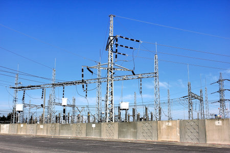 Electrical power transformer in high voltage substation 