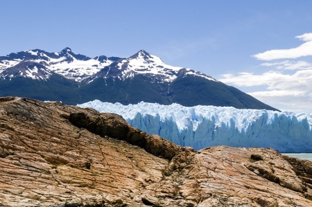 rock and ice, the glacier Perito Moreno, of Argentinaの写真素材