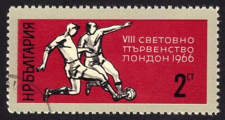 BULGARIA - CIRCA 1966  A Stamp printed in BULGARIA shows a football player with the inscription  VIII world championship London 1966 from the series  FIFA World Cup 1966 ,circa 1966のeditorial素材