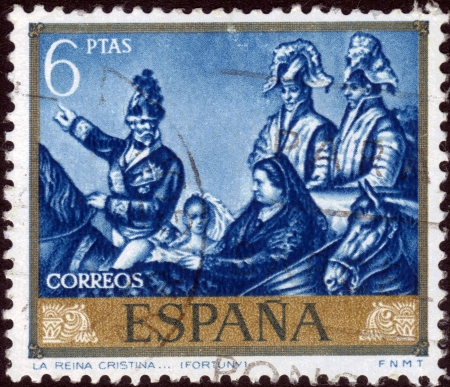 Spain, CIRCA 1968: stamp printed in Spain , showing Christina Marie, Queen Mother of Spain , the fourth wife of Ferdinand VII of Spain, the King of Spain , circa 1968のeditorial素材
