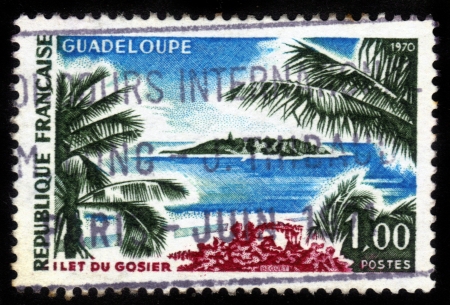 FRANCE - CIRCA 1970: stamp printed by France, shows Gosier Islet, Guadeloupe, circa 1970のeditorial素材