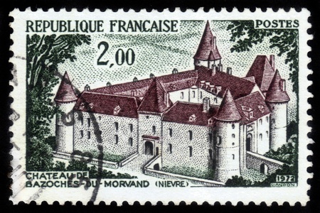 FRANCE - CIRCA 1972  A stamp printed in France shows Chateu de Bazoches du Morvand near Vezelay , circa 1972 のeditorial素材