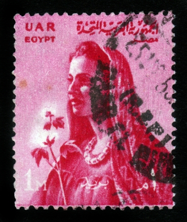 EGYPT - CIRCA 1957  stamp printed by Egypt, shows Farmer s Wife, series National Symbols , circa 1957 のeditorial素材