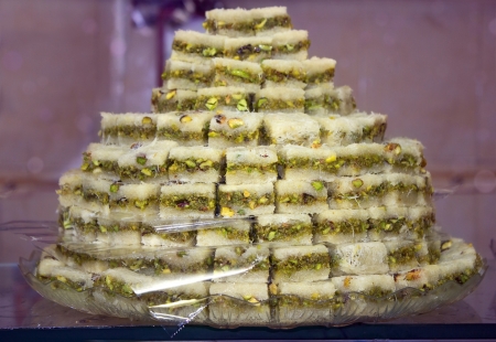 Oriental sweets - baklava ,sweet dessert made of thin pastry, nuts and honeyの写真素材