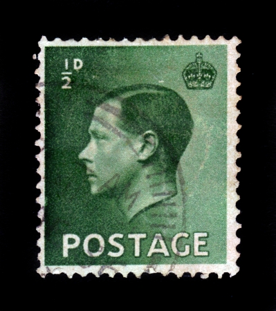 UNITED KINGDOM - CIRCA 1936  A stamp printed in England, shows Edward VIII, King of the United Kingdom, circa 1936の写真素材